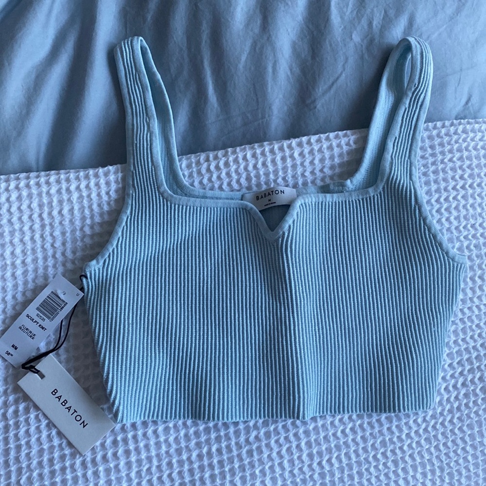 Aritzia - SCULPT KNIT NOTCH TANK blue